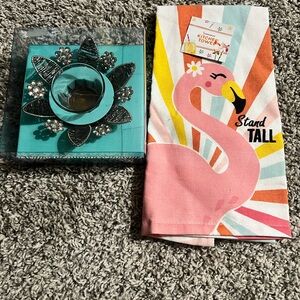 Flamingo Kitchen Towel - Pink and Multicolor